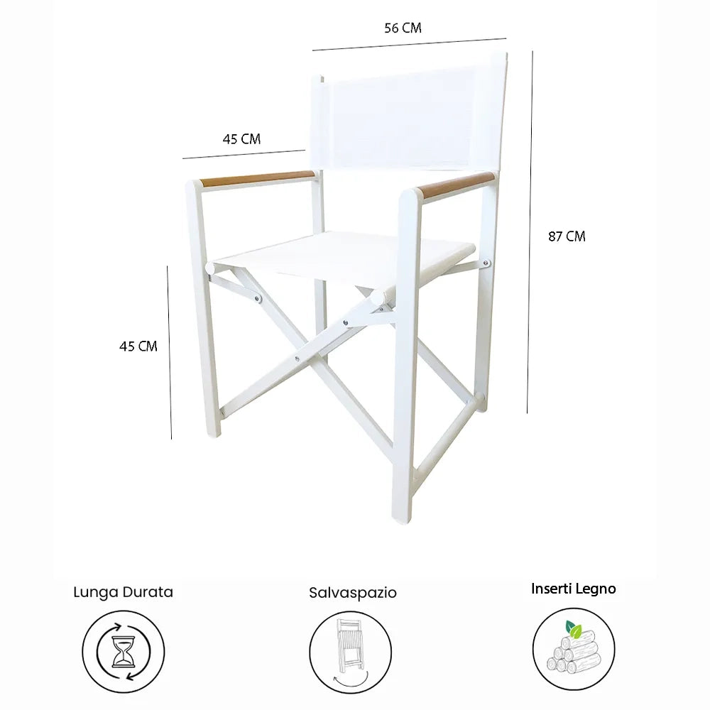 Set di 2 Sedie Regista Fellini - Bianco/Legno