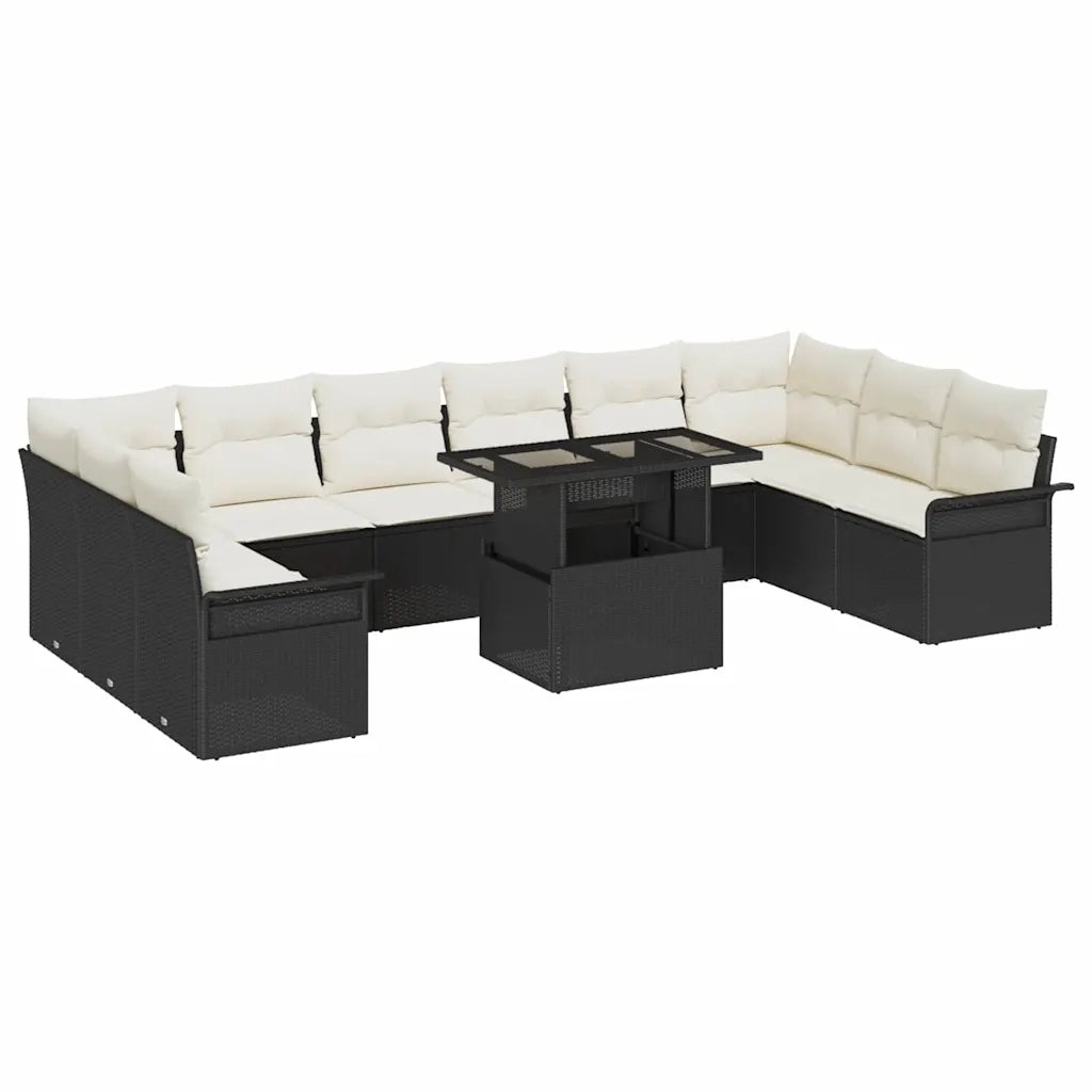 Set Divano da Giardino 11 pcs Nero Rattan in Polipropilene 3357090