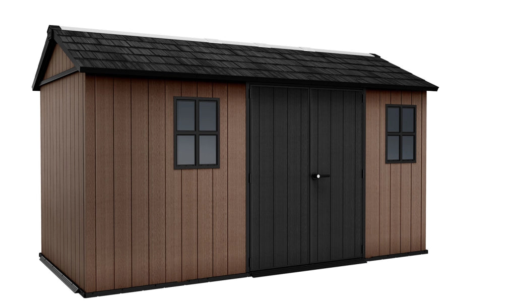 Casetta Box da Giardino 230x413x246 cm Newton Plus 7513/1375 Doppia Opzione Montaggio in Resina Evotech+ Marrone