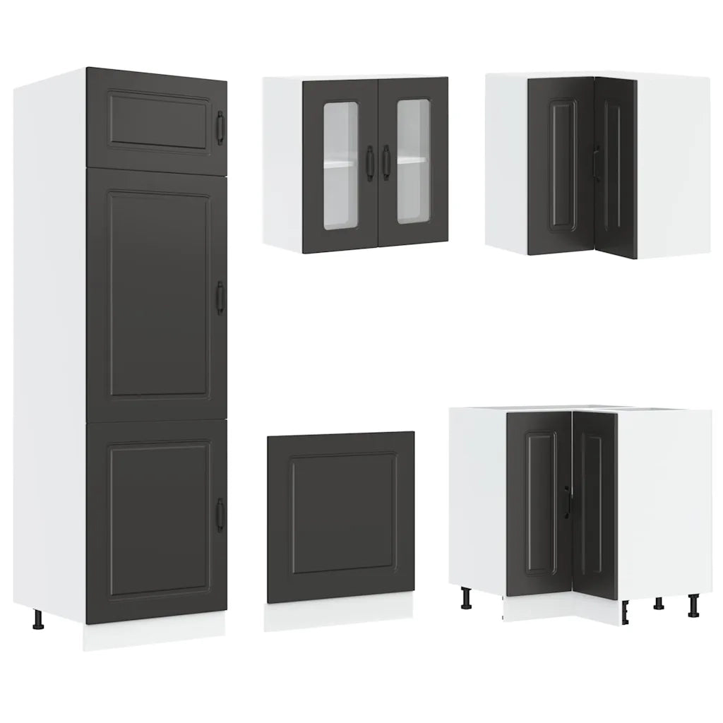 Set Mobili da Cucina 14 pz Kalmar Neri Legno Multistrato 3314972