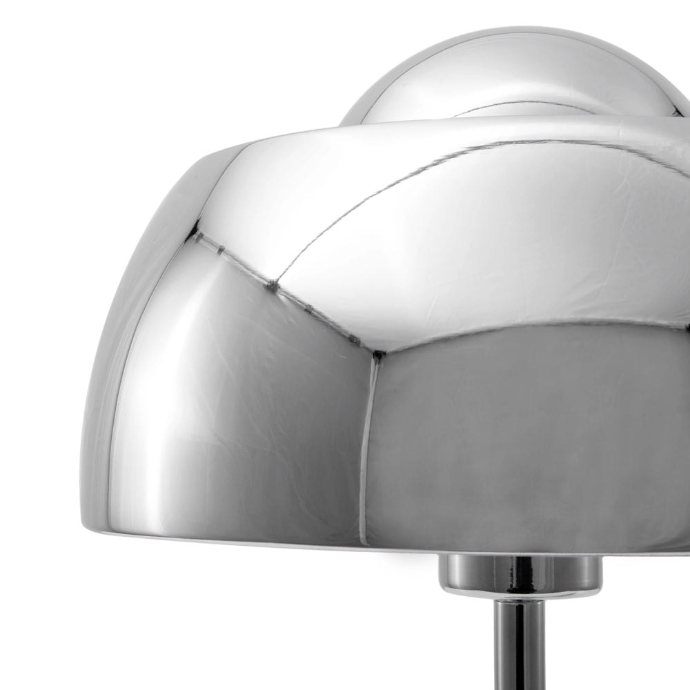 Lampada da Tavolo Comodino Luce Metallo Argento Base Rotonda Cupola Paralume Industriale