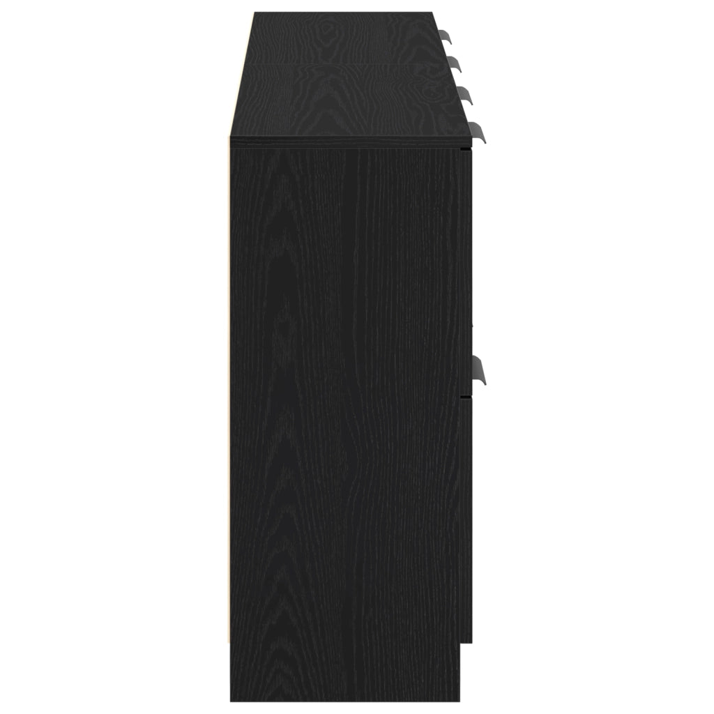 Credenze 2 pz Nero Rovere 60x30x70 cm Legno ingegnerizzato