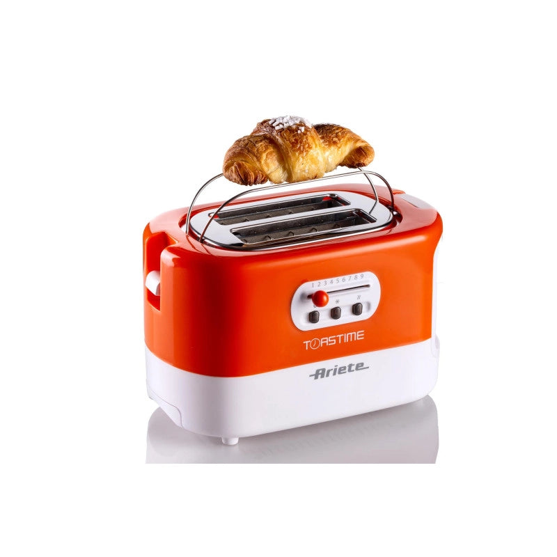 Tostapane con Pinze per 2 fette - 9 Gradi di Doratura - 700 Watt - Bianco e Arancio