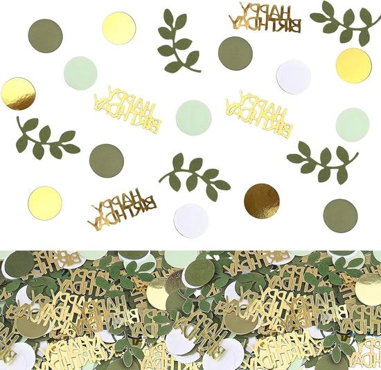 Confetti glitter verde e oro - 200 pezzi per festa di compleanno - decorazione da tavola riutilizzabile con decorazione verde da gettare per tavola di compleanno