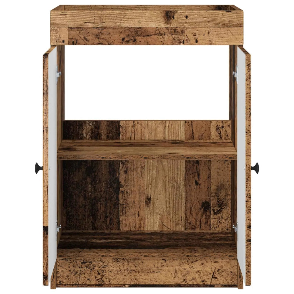 Mobiletto da bagno sotto il lavello Legno antico 890012