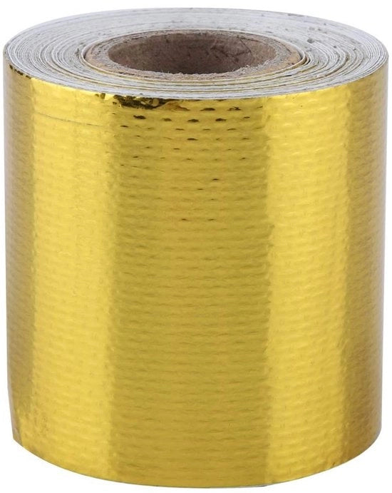 Foglio di protezione termica 5m x 5cm - Foglio di alluminio - Resistente al calore - Assorbente del rumore - Resistente alle fiamme - Adesione forte - Isolante termico