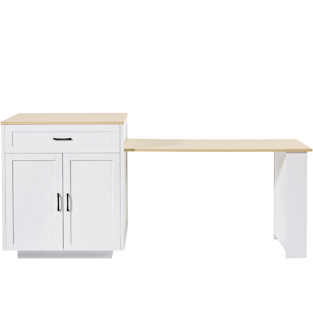 Tavolo estensibile con 1 cassetto; 2 vani chiusi; 2 nicchie aperte e ruote; per cucina e soggiorno; 133 × 70 × 93;5 cm