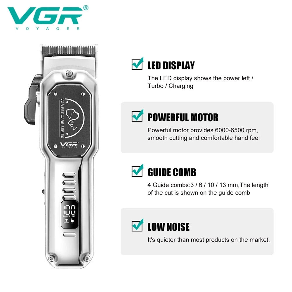 Trade Shop - Vgr V-201 Tosatrice Professionale Animali Clipper Pet Silenzioso Usb -