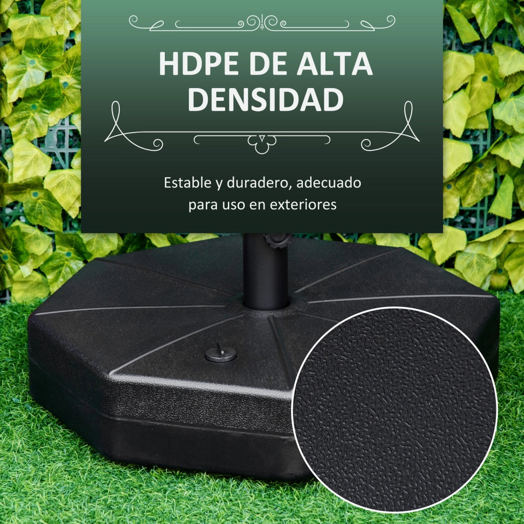 Base per Ombrellone Ottagonale Riempi con Acqua o Sabbia ¨C Minimal ¨C Nero 60x36 cm
