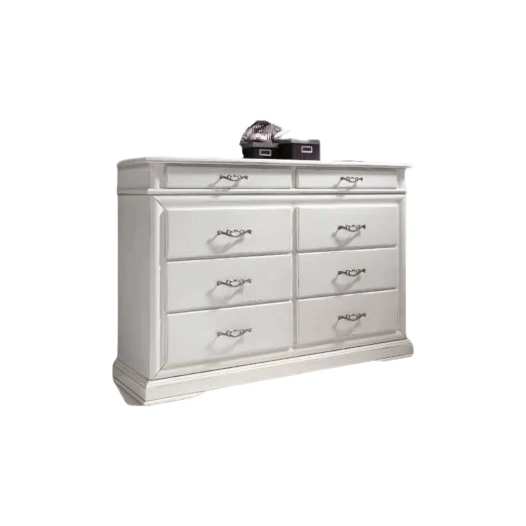 ComÒ  8 cassetti in legno laccato bianco l.150 p.53 h.102 (3008) - Mobili 2G