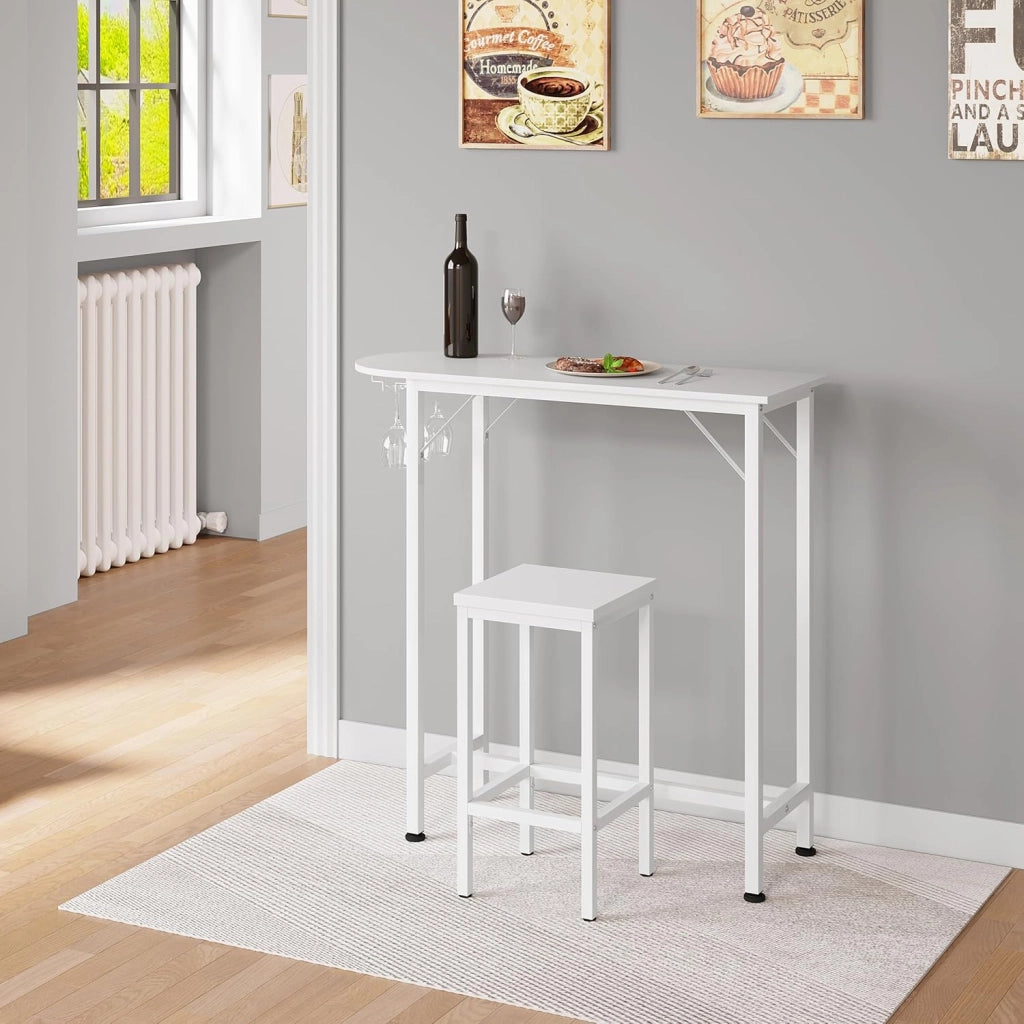 Set di 4 Sgabelli da Bar Industriali con Poggiapiedi, Sgabelli da Cucina senza Schienale, Sedie Alte per Penisola Cucina, Sedile in Truciolato e Telaio in Metallo, 33x33x65cm, bianco, 1058BY-4