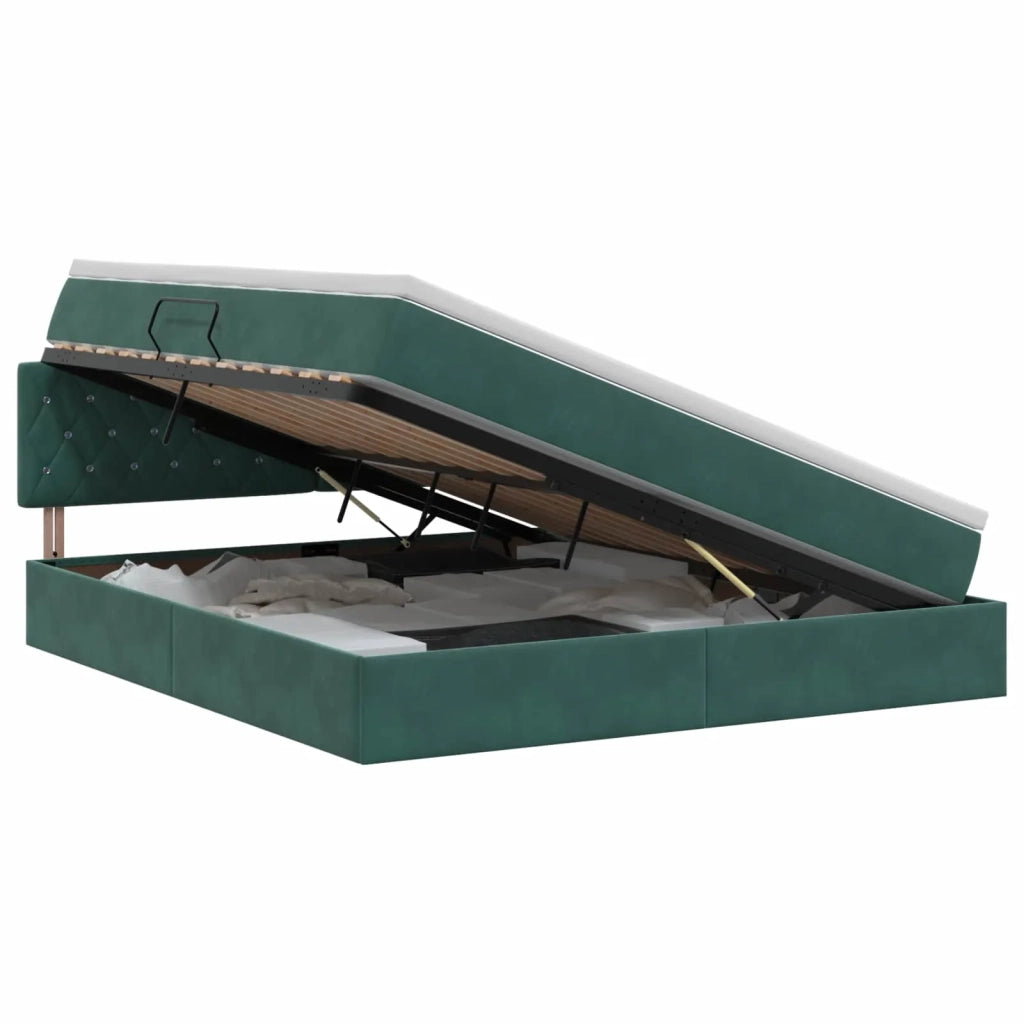 Letto con Contenitore Verde Scuro 140 x 200 cm Velluto 3458754