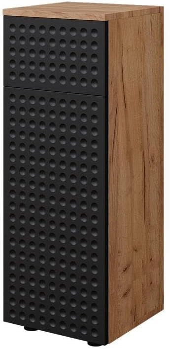 Mobile midi Irma, Antracite puntinato, 30 x 81 cm con 1 cassetto, 2 scomparti, bagno, per la conservazione in bagno, abbinabile alla serie Irma