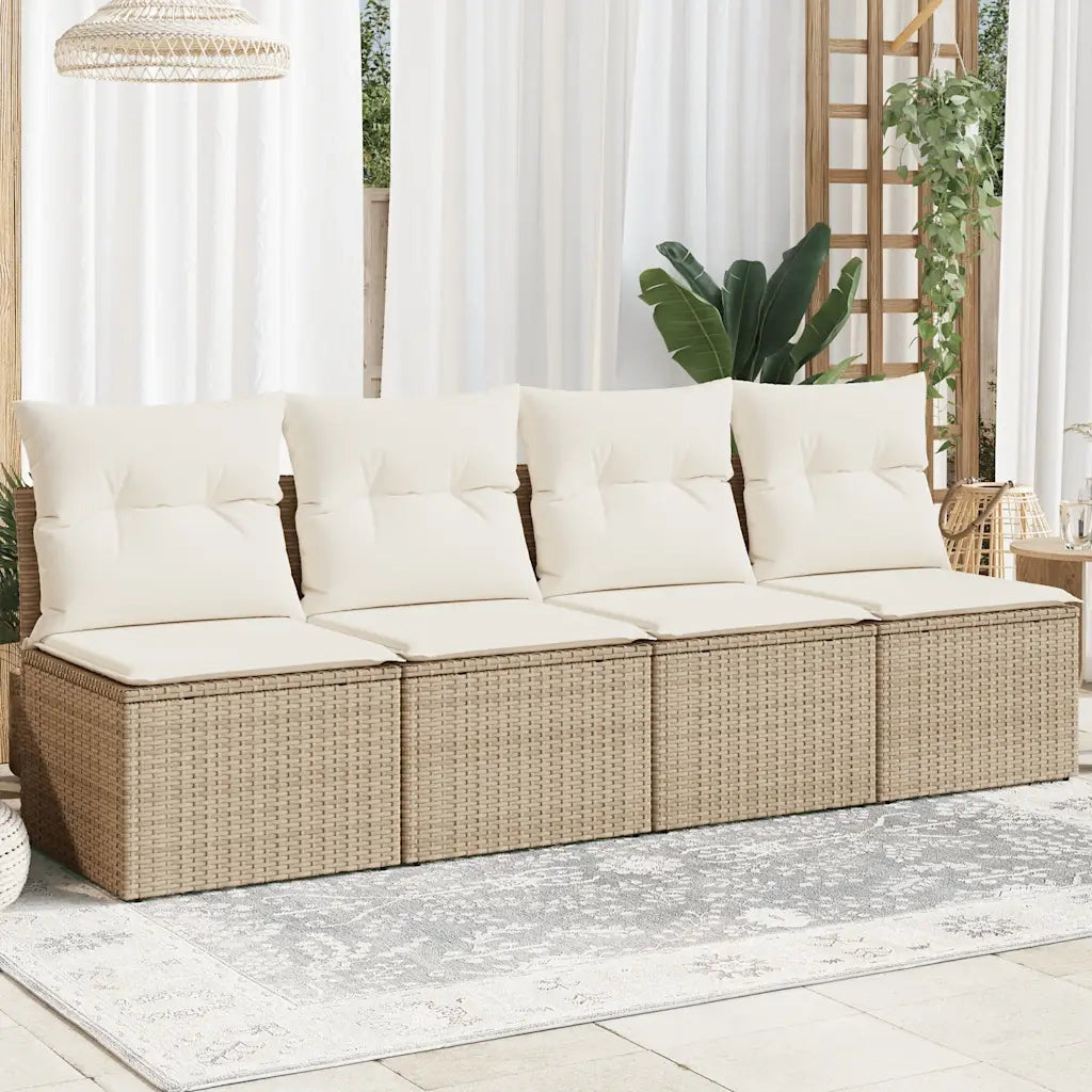Divano da Giardino con Cuscini a 4 Posti-Sofa da Giardino-Divano da esterno Beige in Polyrattan 793999