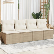 Divano da Giardino con Cuscini a 4 Posti-Sofa da Giardino-Divano da esterno Beige in Polyrattan 793999