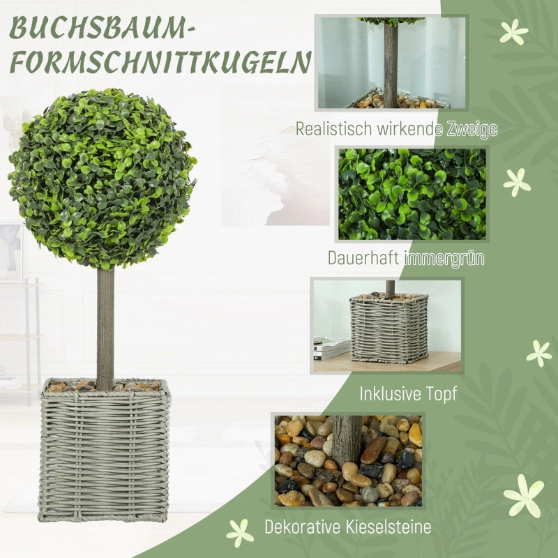 PIANTE ARTIFICIALI Set da 2 pezzi bosso UV 50 cm verde