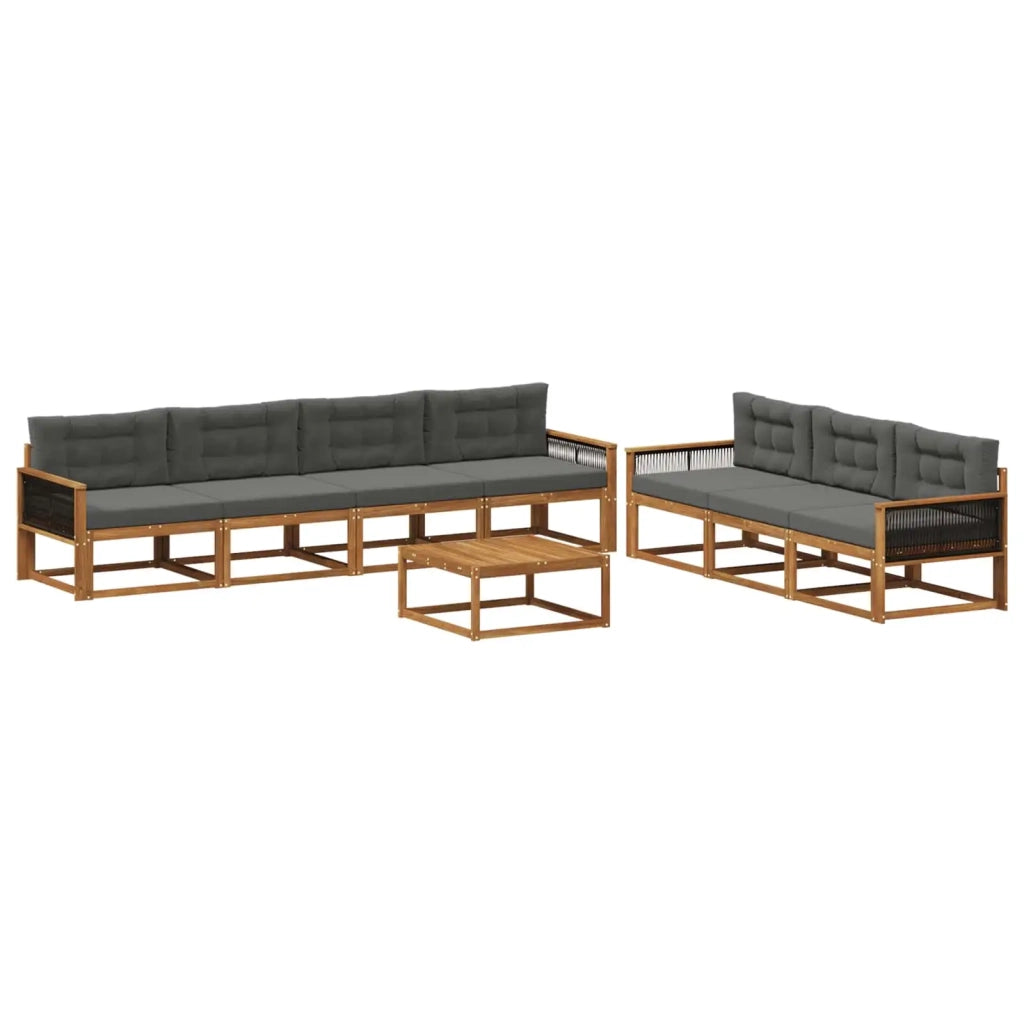 Set di divani da esterno con cuscino 8 pcs Naturale e Antracite