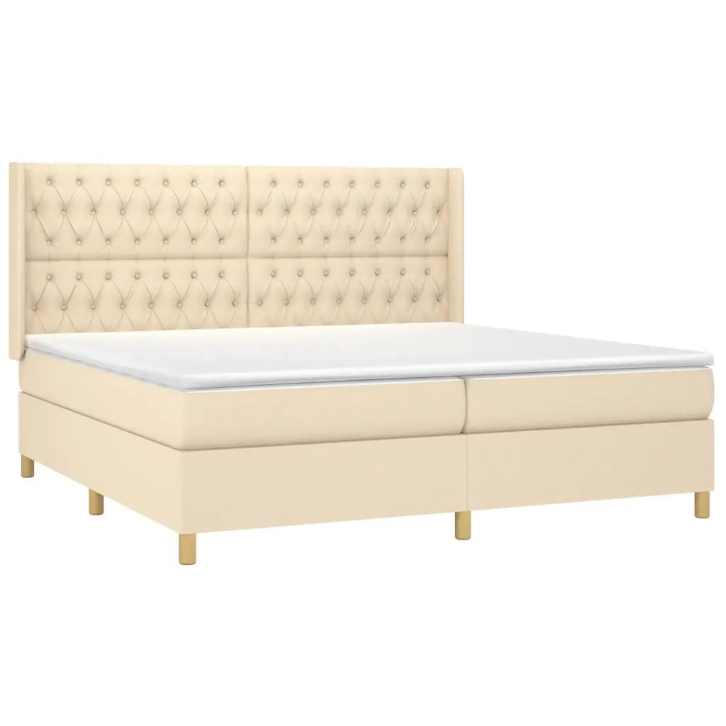 Letto a Molle Materasso e LED bianco 200x200cm in Tessuto 3139146