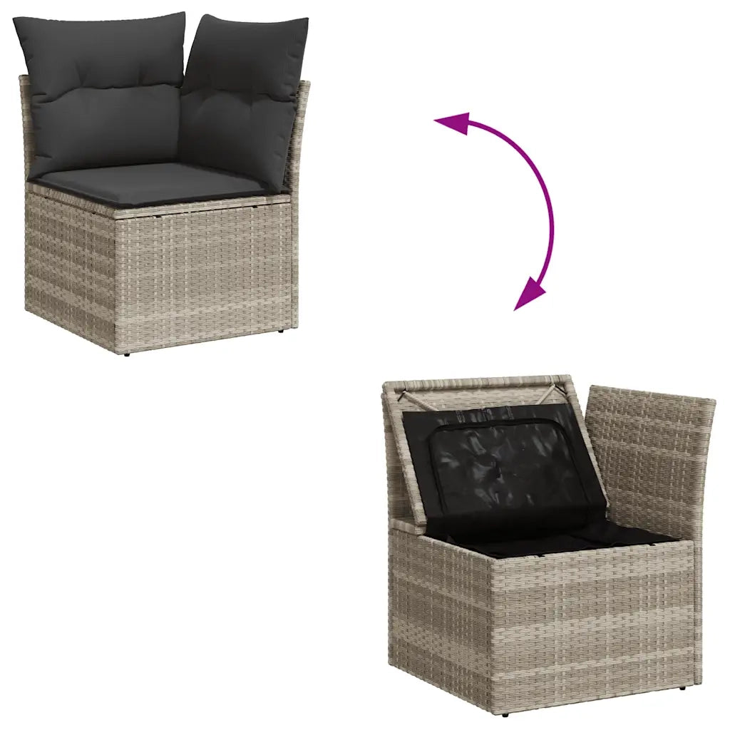vidaXL Divano Angolare Giardino con Cuscini Grigio Chiaro Polyrattan