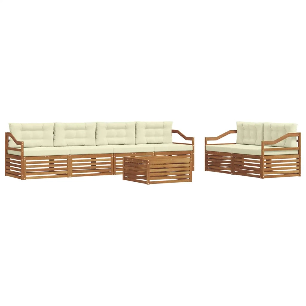 Set di divani da esterno con cuscino 7 pcs Naturale e Crema 3373075