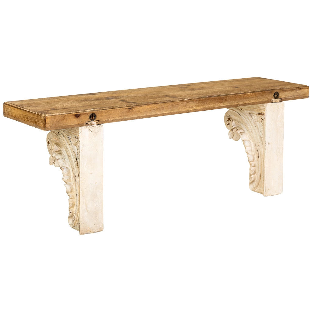 Mensola da parete in magnesio e legno, marrone e bianco, 110x29x40h cm