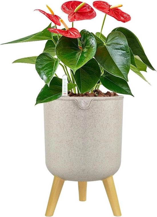 Pianta in vaso autoirrigante in plastica da 203 cm con indicator di livello d'acqua - tre vasi in piedi per piante da interni - sistema nidificato
