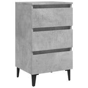 Comodino | Armadio da Notte | Mobiletto da notte con Gambe in Metallo Grigio Cemento 40x35x69 cm