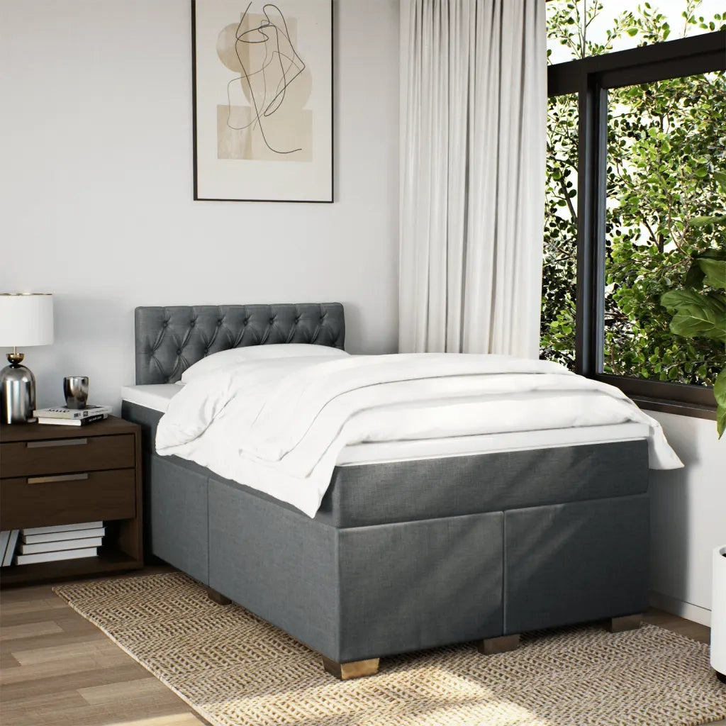 Giroletto a Molle con Materasso Grigio Scuro 120x200 cm Tessuto