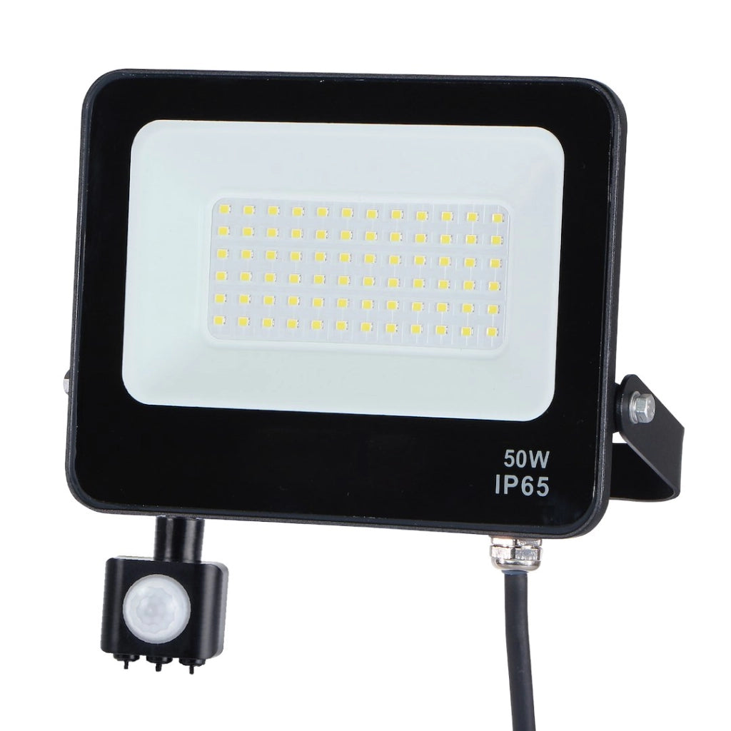 Faro LED 50W 4000K 4800lm con PIR nero IP65 Eko-Light