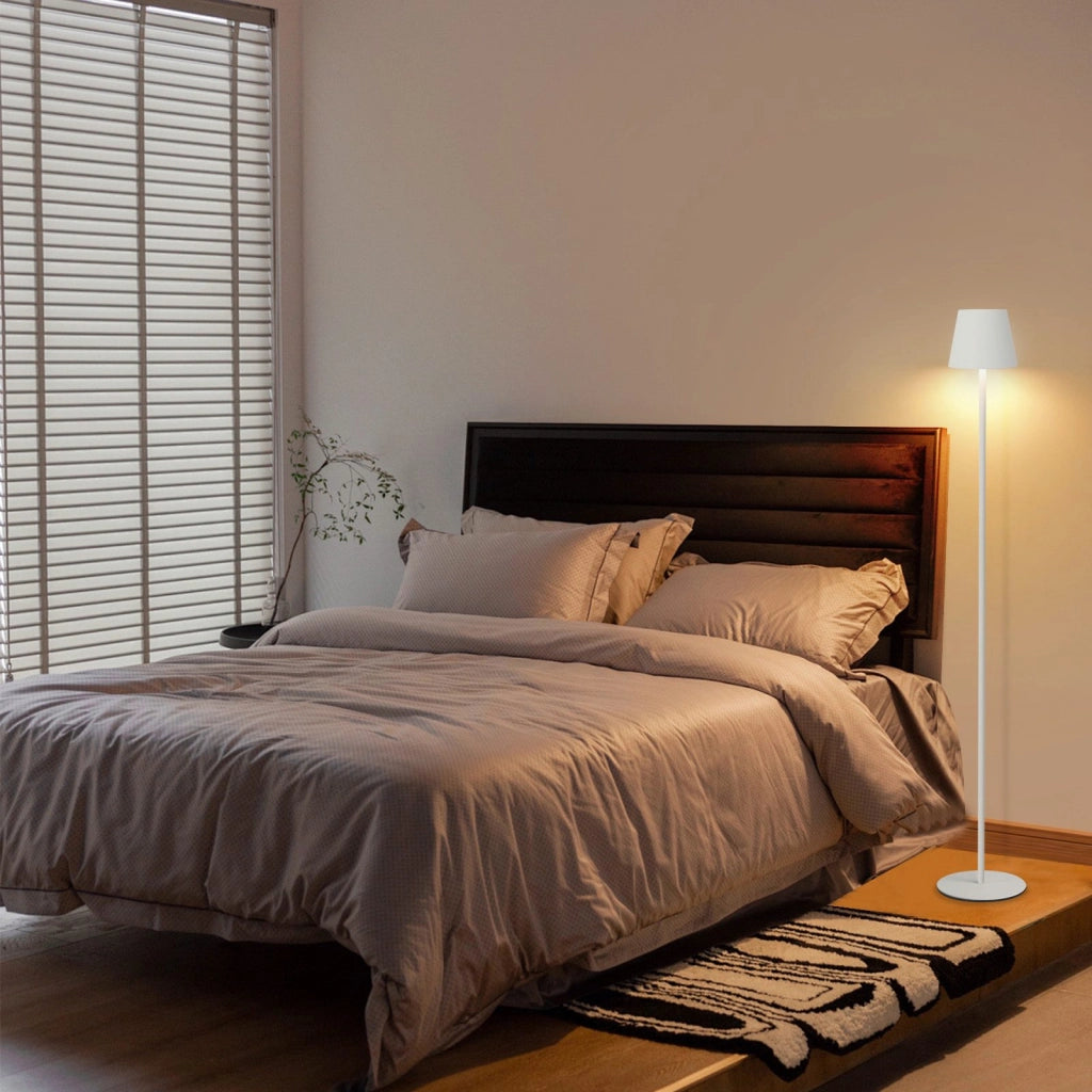 ZMH Lampada da terra LED bianca dimmerabile metallo moderna senza fili 125cm