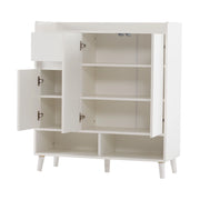 Mobiletto bianco con ripiani regolabili, gambe in legno massiccio, 99x90x35 cm