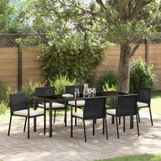 Set da pranzo per giardino 7 pezzi Rattan Nero