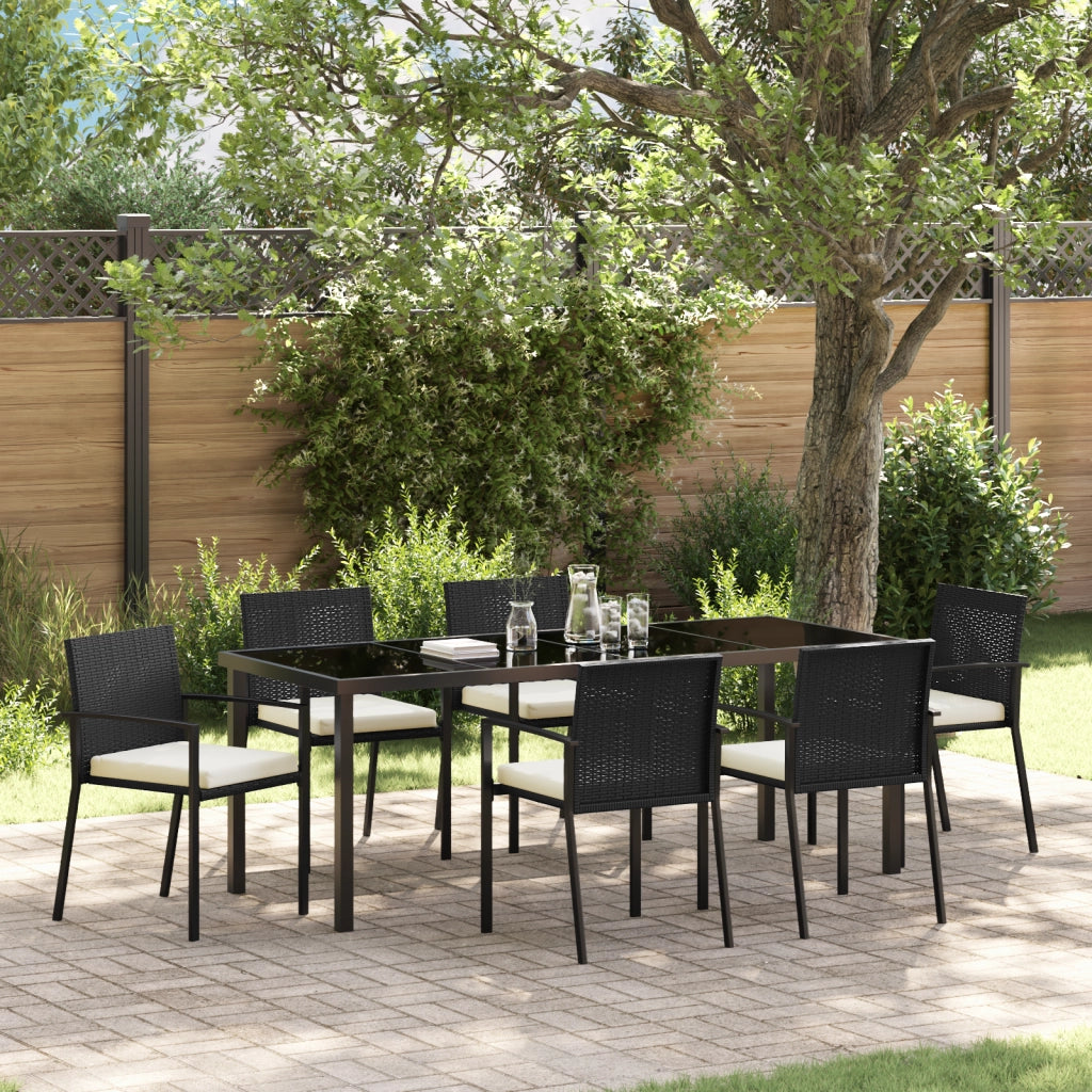 Set da pranzo per giardino 7 pezzi Rattan Nero