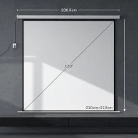 Telo Proiettore Motorizzato da 120" con Telecomando, in Plastica e Metallo, 236.5x8x236.5 cm, Bianco