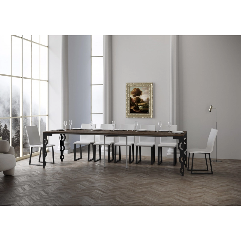 Consolle allungabile 90x40/300 cm Karamay Evolution telaio Antracite - Noce
