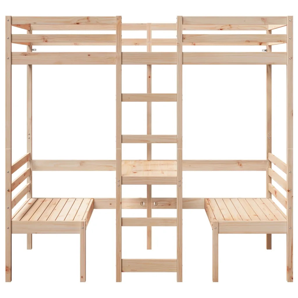 Giroletto Soppalco con Scrivania e Sedie 80x200cm Legno Pino