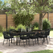 Set da Pranzo da Giardino 9 Pezzi Nero Rattan Polimerico