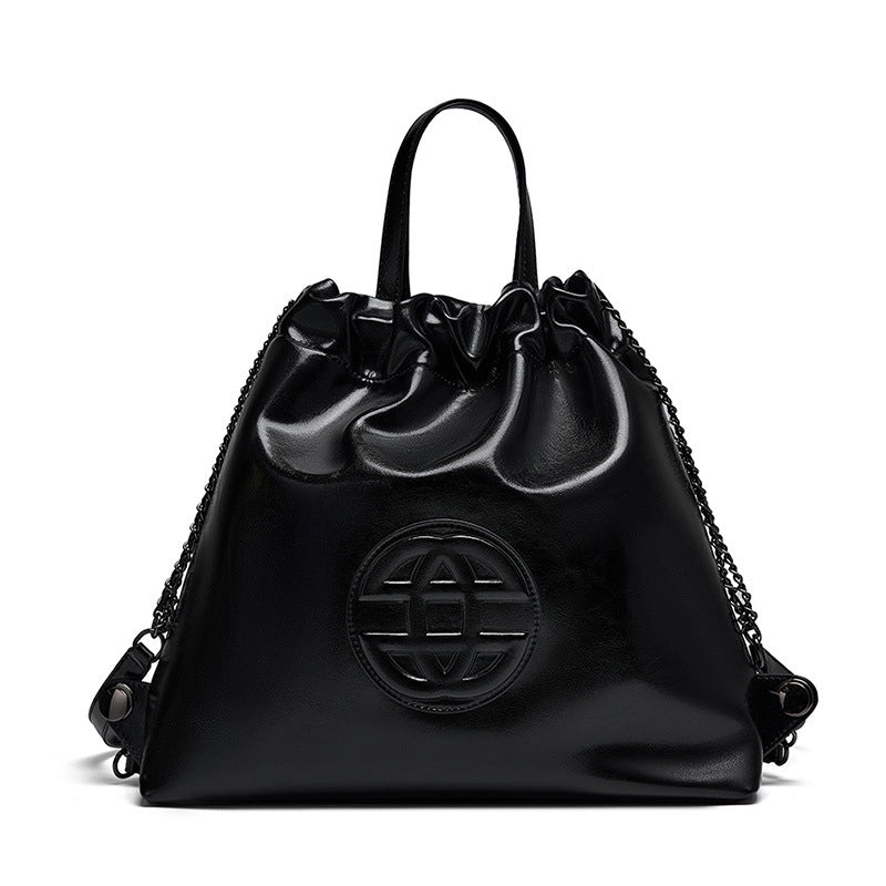 Zaino da donna in vera pelle, zaino scolastico nero