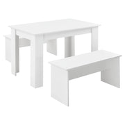 Set tavolo e 2 panche set mobile da pranzo per 4 persone 110 cm bianco 03_0005809