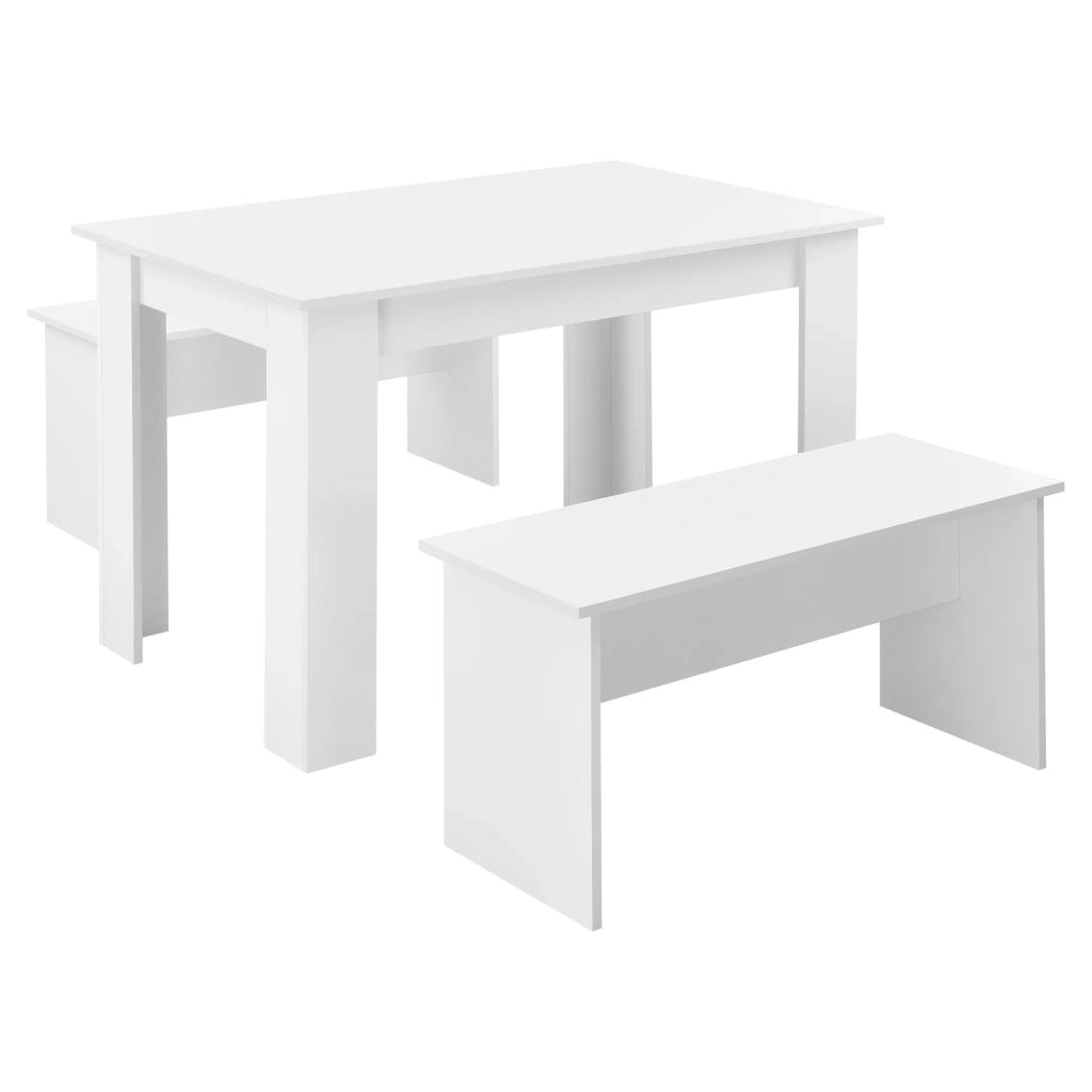 Set tavolo e 2 panche set mobile da pranzo per 4 persone 110 cm bianco 03_0005809