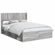 Letto matrimoniale | Letto per adulti | Struttura del letto con stoccaggio e testata Sonoma grigio