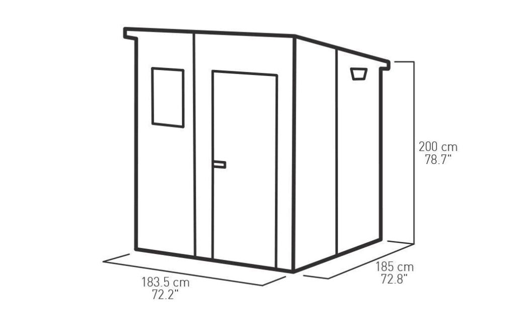 Keter 245104 Manor Pent Casetta da Giardino in Resina Tetto a Una Falda Pavimento Incluso 183,5x185x200 cm colore Grigio