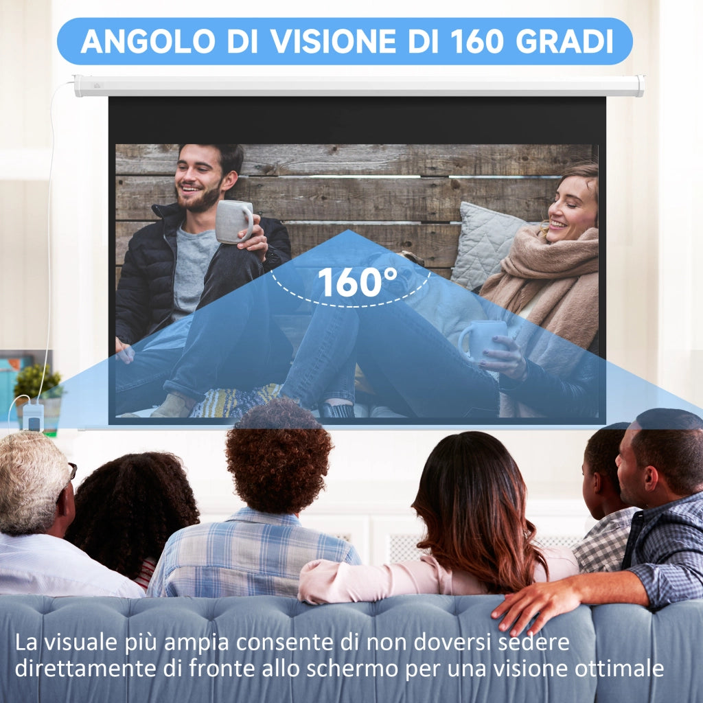Telo per Proiettore 84" 16:9 Motorizzato con Telecomando, 215x8x140cm, Bianco