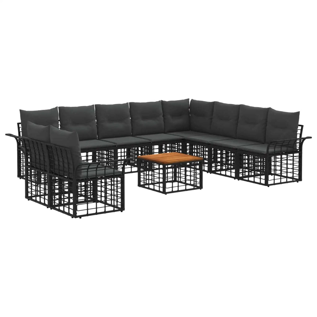 Set di divani da esterno 11 pcs Nero e Grigio scuro Poliestere 3437721