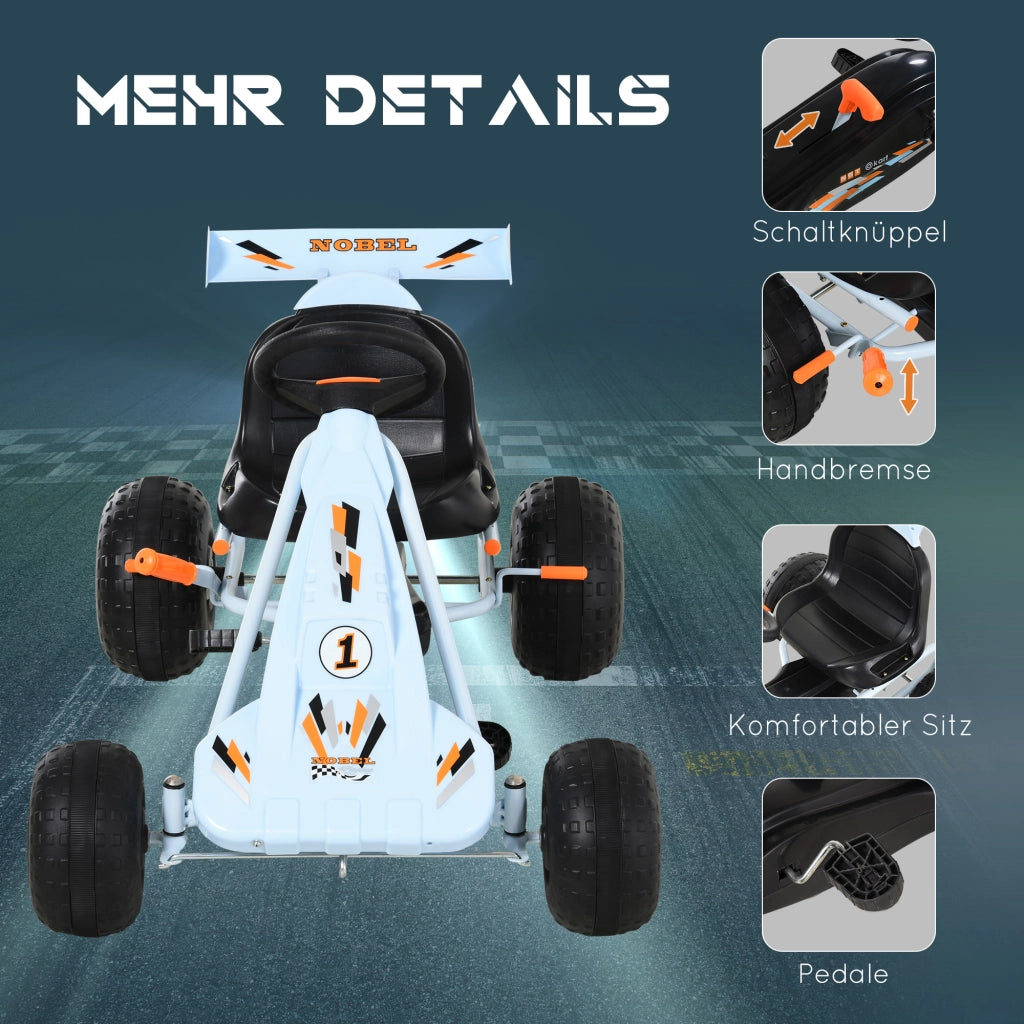 Go-Kart a Pedali con Freno a Mano ¨C Xylo ¨C Sedile Regolabile, Marcia Avanti/Indietro, Blu Chiaro, 3+ Anni