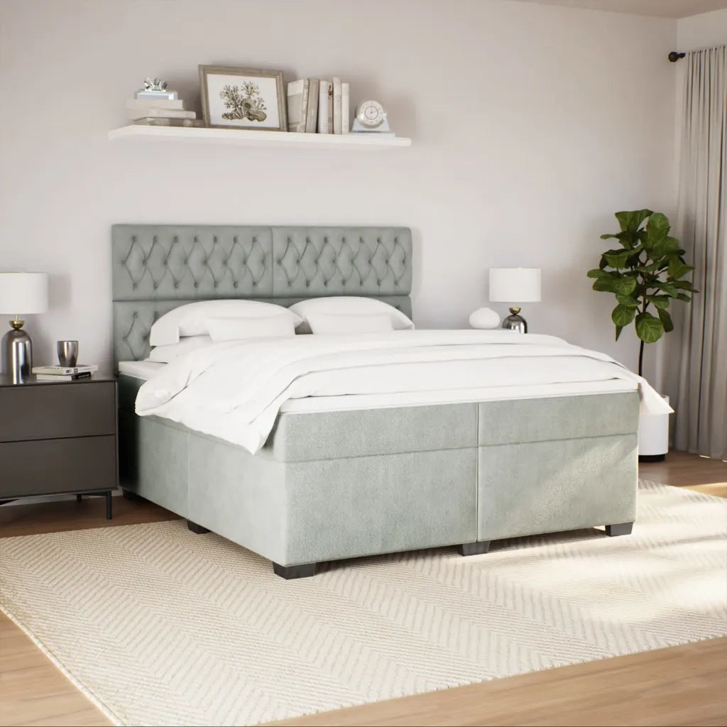 Giroletto a Molle con Materasso Grigio Chiaro 200x200cm Velluto 3293308