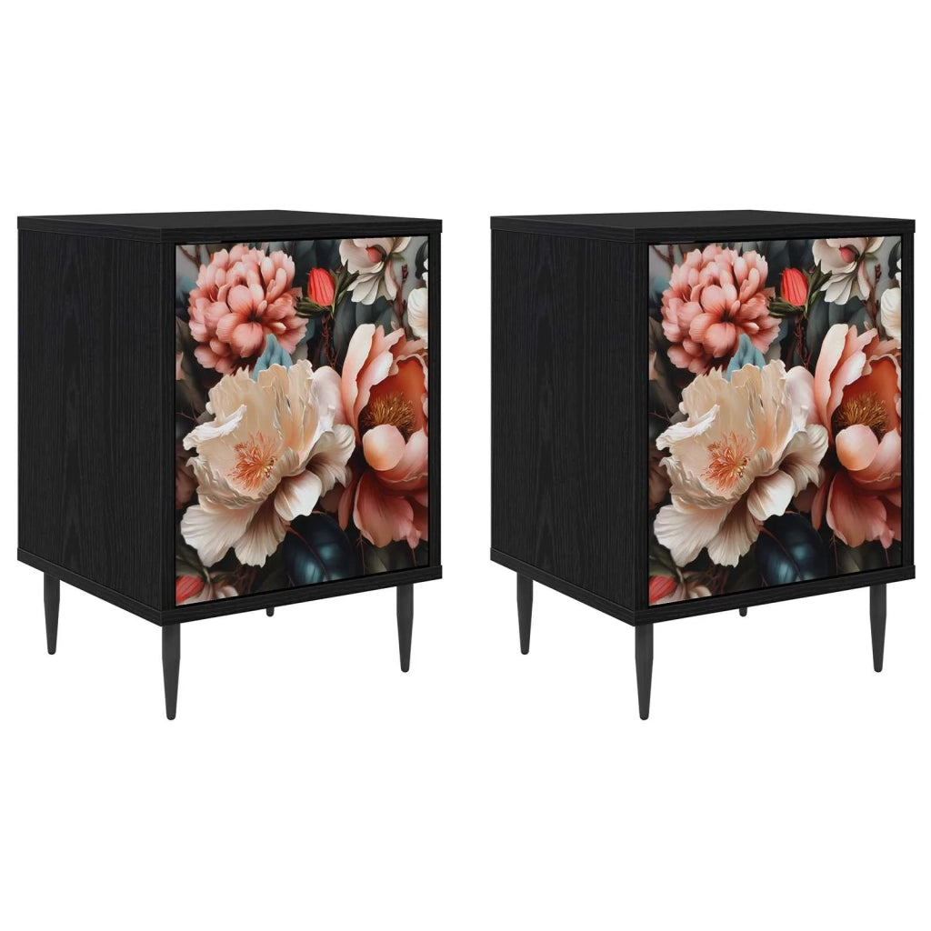 Armadio da Notte BORNE 2 pz Rovere Nero 36 x 33 x 51 cm 8007244