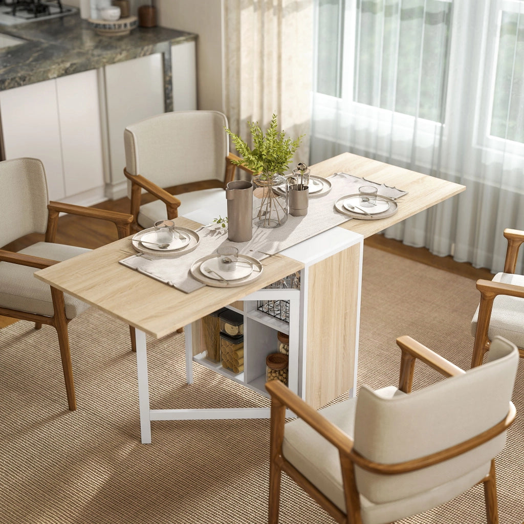 Tavolo da pranzo pieghevole per 4 persone ¨C zephmum ¨C rovere e bianco 169x60x75 cm