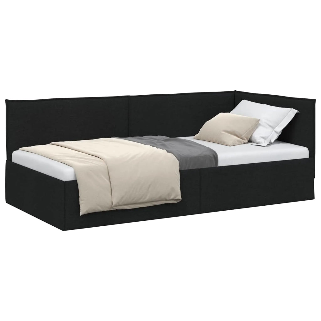 Cornice del letto ad angolo Nero 100 x 200 cm Tessuto 42016473