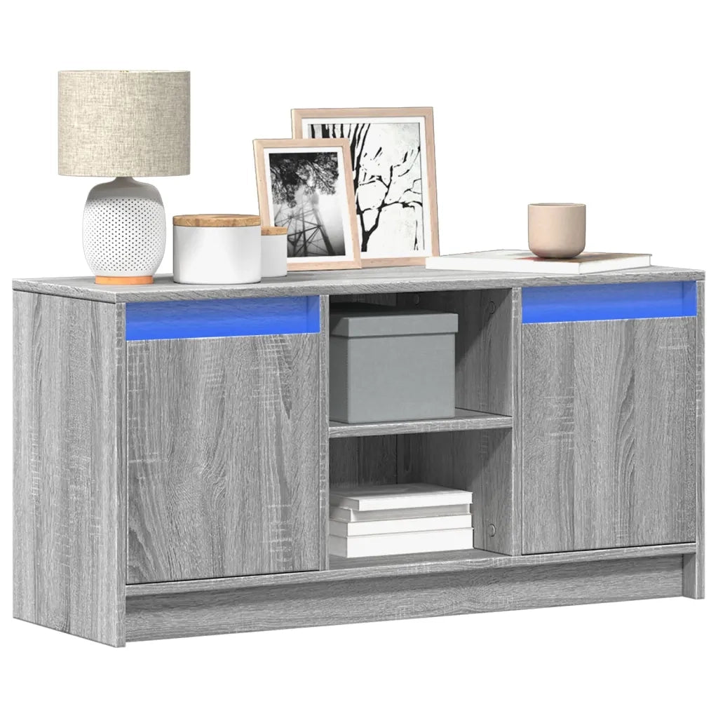 Mobile Porta TV con LED Grigio Sonoma 100x34x50cm in Truciolato 852192